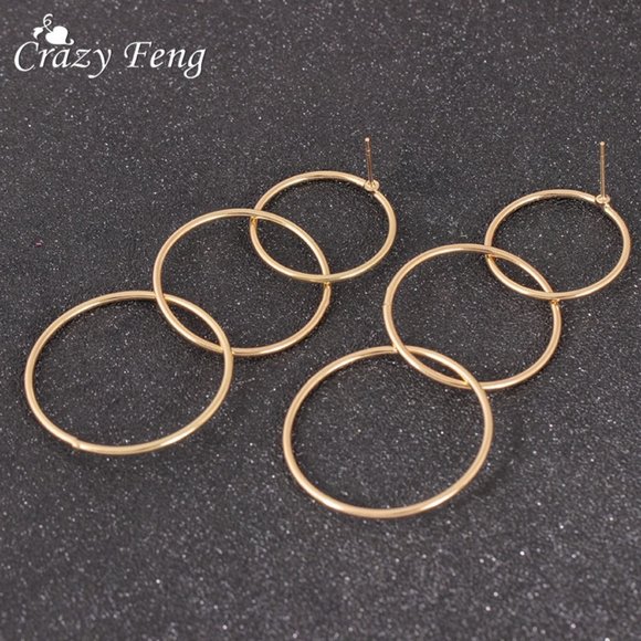 Gold Infinity Hoop Dangle Earrings - Picture 4 of 6
